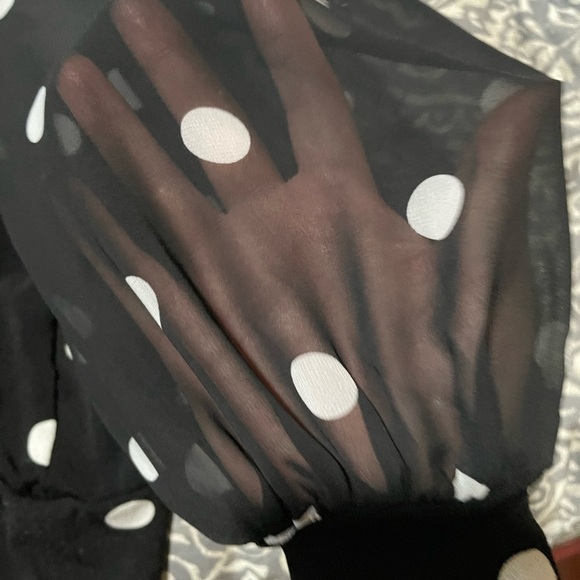7th Avenue Black and White Polka Dot Blouse - Picture 3 of 4